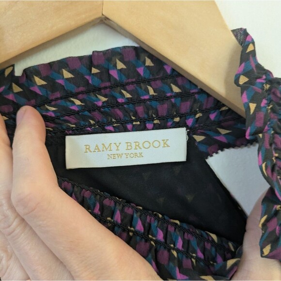 Ramy Brook 100% Silk Printed Eloise Mini Dress Triangle Geo Purple S Small - Picture 5 of 6